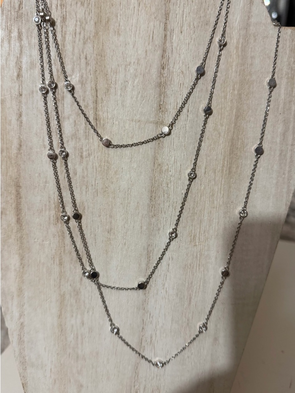 Touchstone Crystal Silver Layered Disc Station Necklace